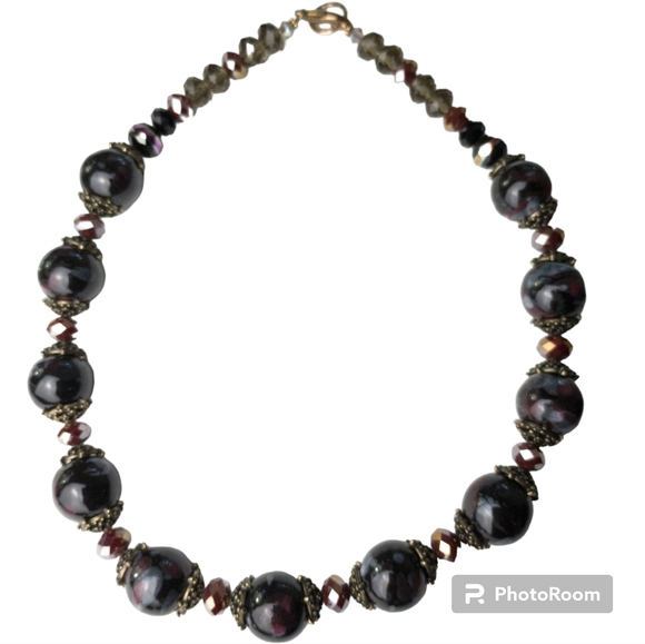 Italian Handmade Beaded Necklace Luxury Clasp Purple & Red Jewelry - Picture 2 of 12